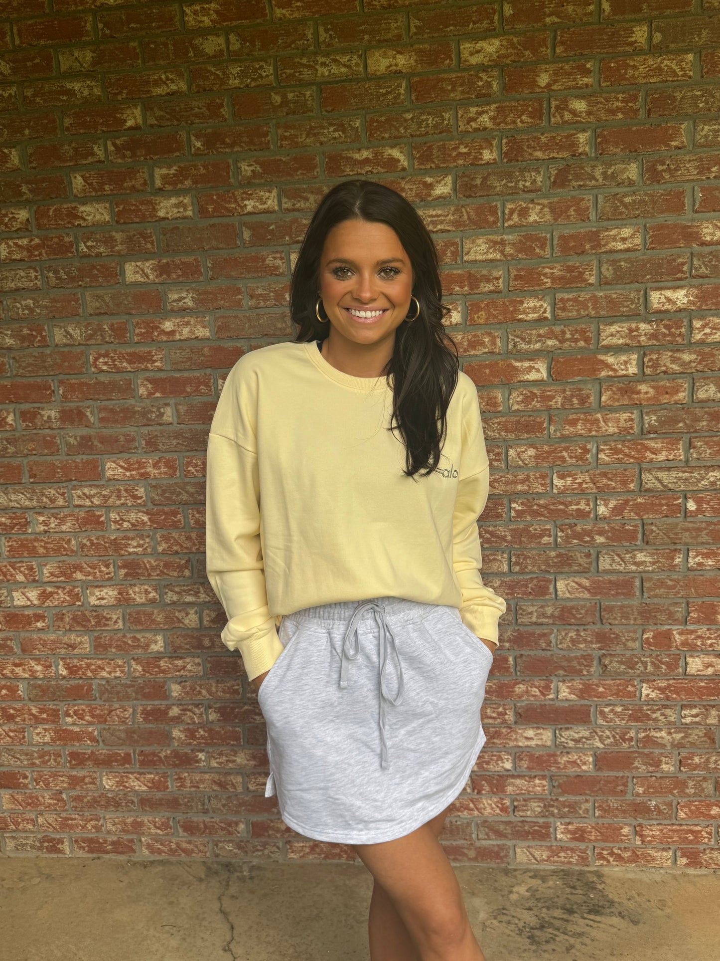 Casual Drawstring Mini French Terry Skort