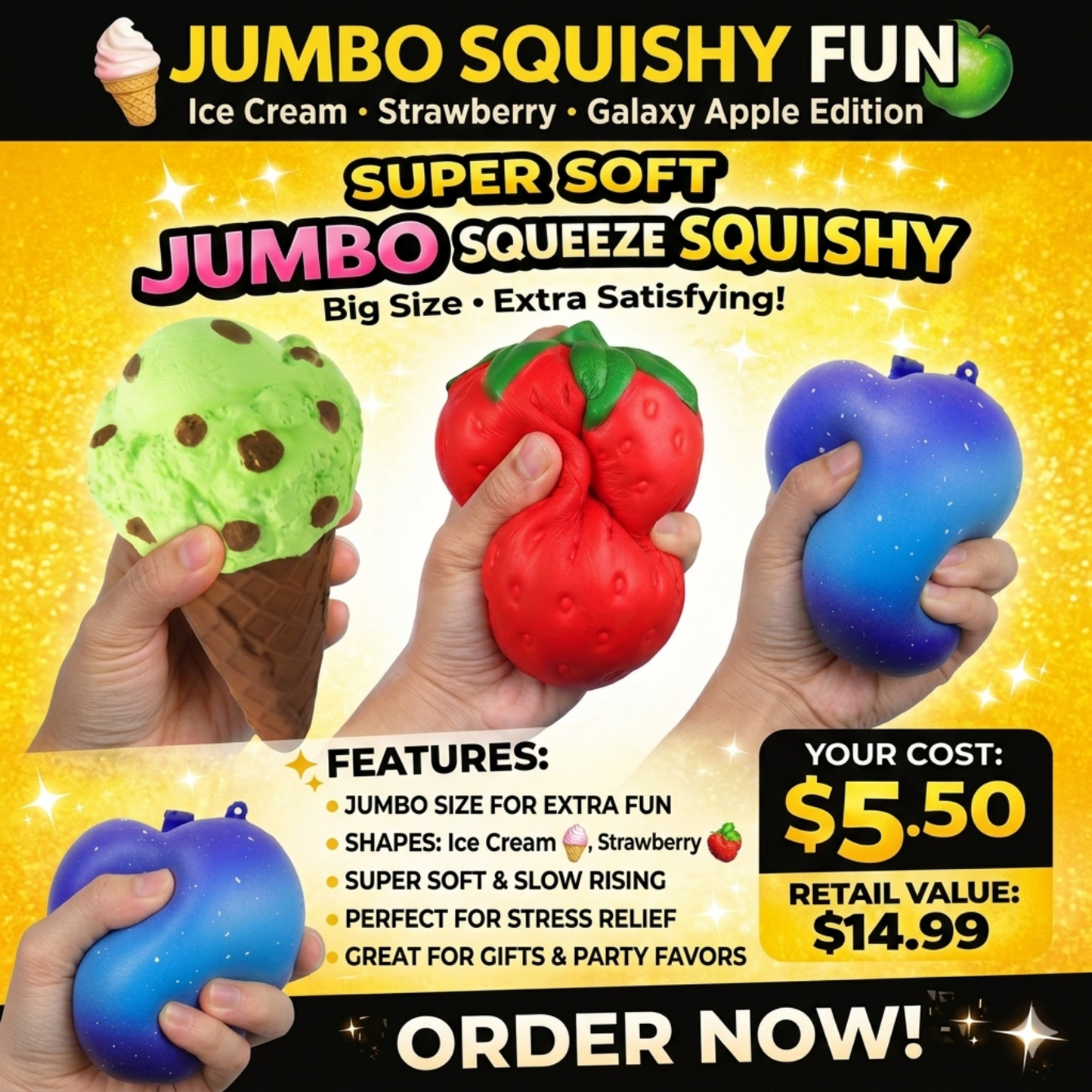 Jumbo Squeeze Squishy – Super Soft Jumbo Stress Toys