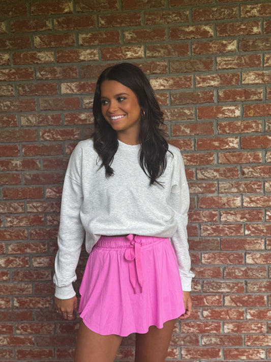 High Waist Drawstring Lined Sports Skorts